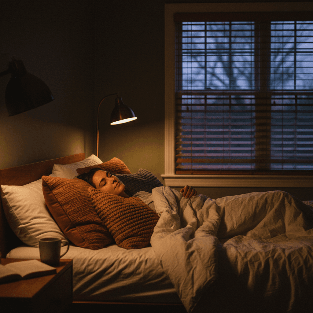 Peaceful quiet bedroom interior